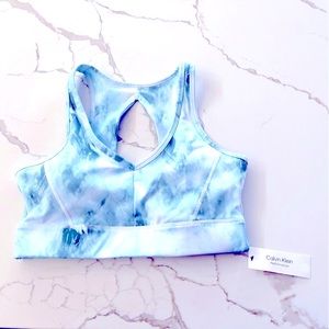 Women’s Sports Bra by Calvin Klein Size Large. Teal/White ombré. New